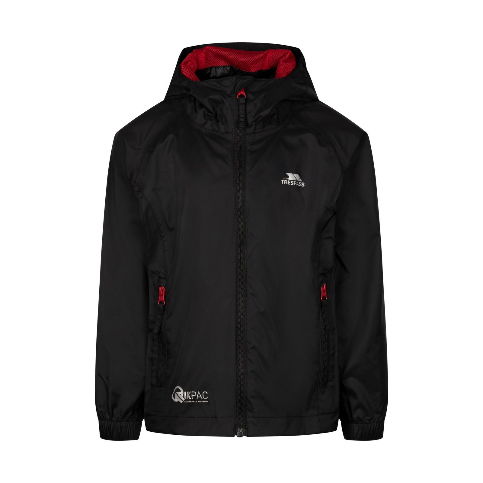 Trespass Boys  Jacket Qikpac Polyamide Black/Red in Size 3/4 Years, BrandAlley