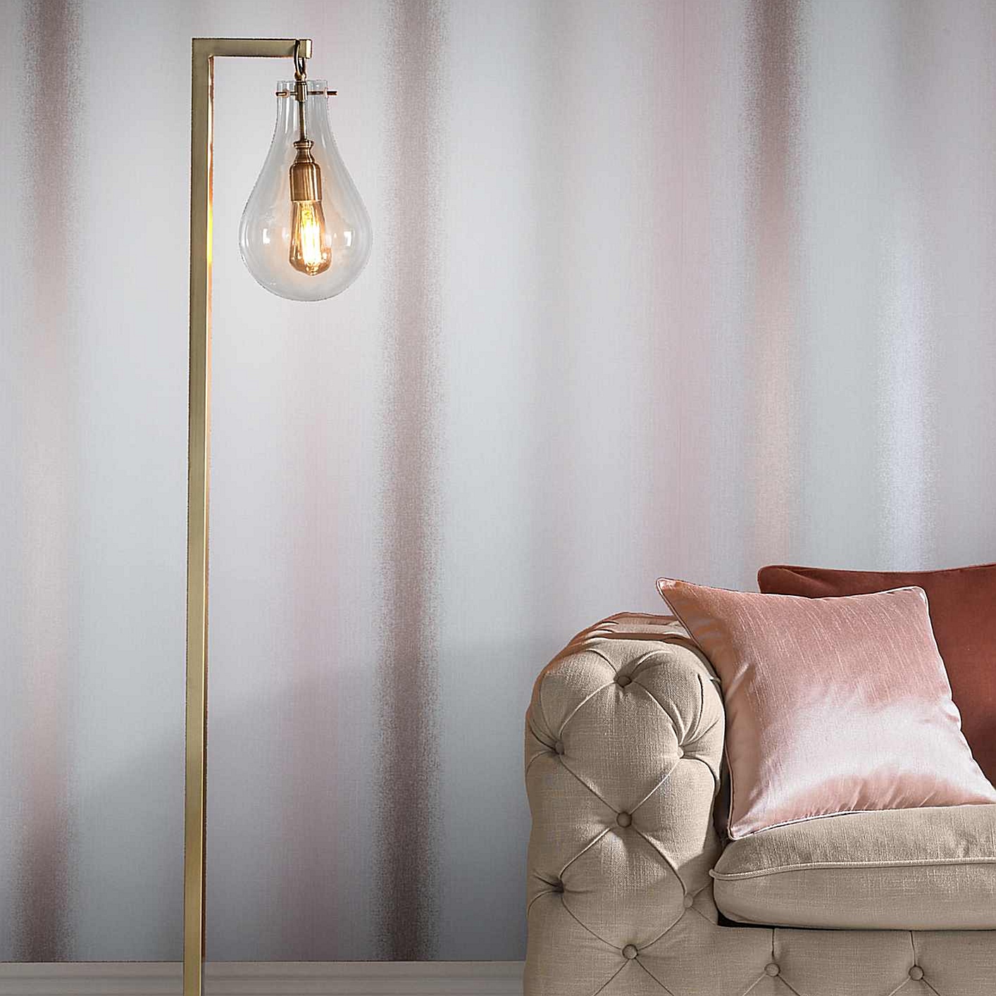 Graham & Brown Wild Flower Stripe Blush Wallpaper