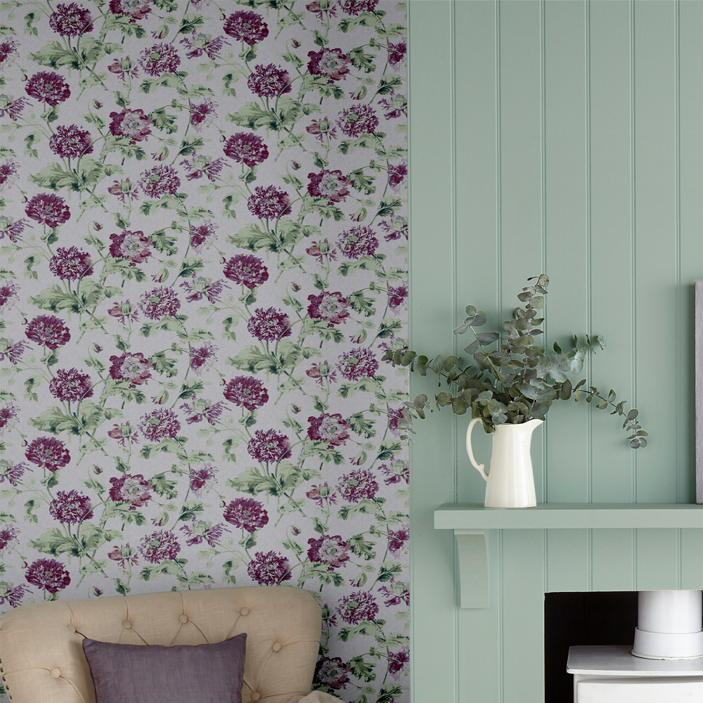 Laura Ashley   Hepworth Grape Wallpaper , BrandAlley