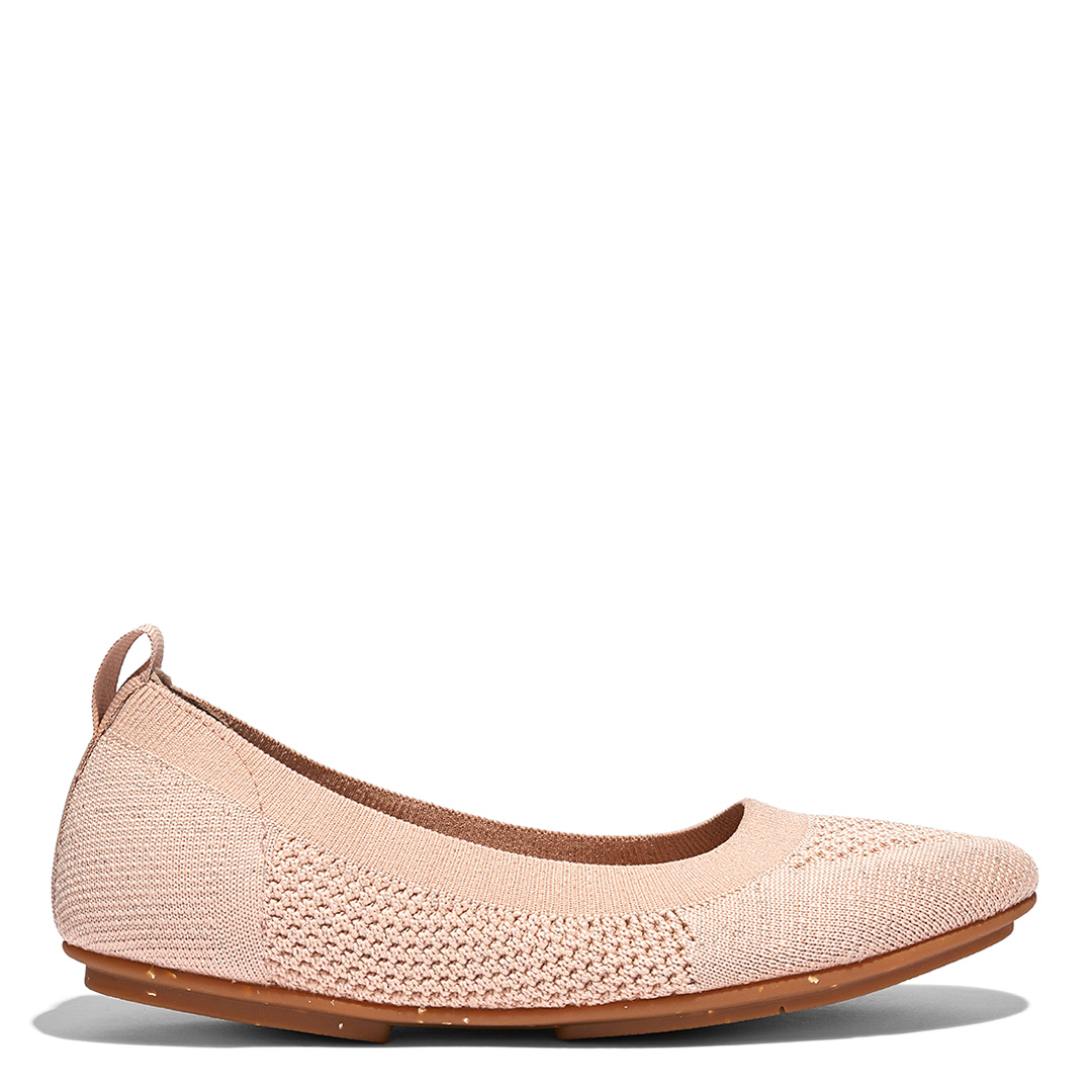 FitFlop Almond Tan/Platino Allegro E01 Multi-Knit Ballet Pumps - Size 7