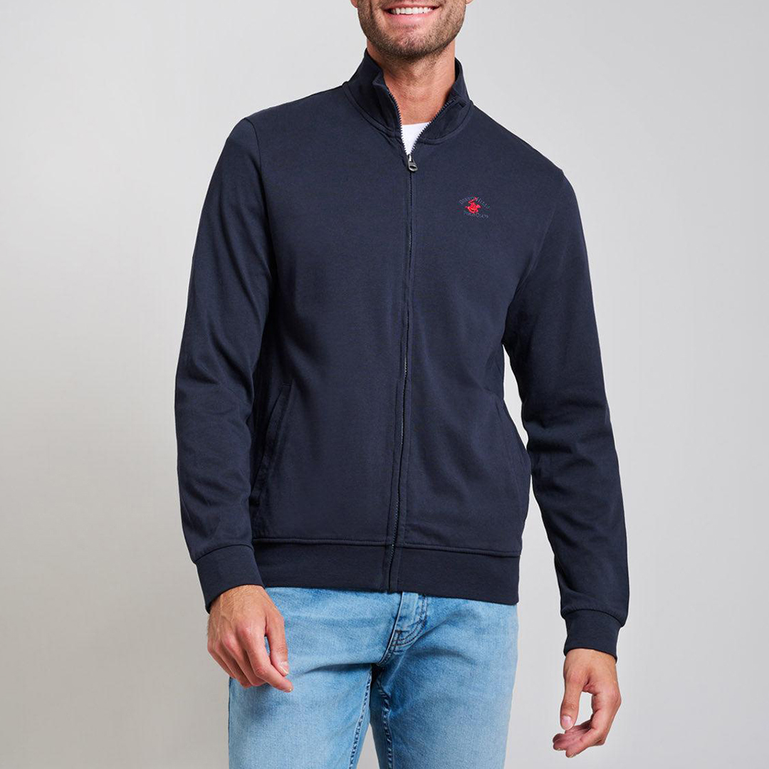 Navy Full Zip Funnel Sweatshirt