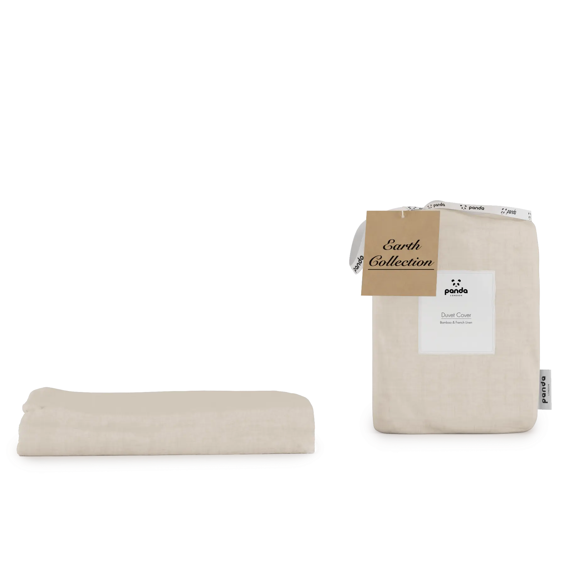 Panda London    Beige Panda Bamboo & French Linen Duvet Cover - Natural in Size Superking, BrandAlley