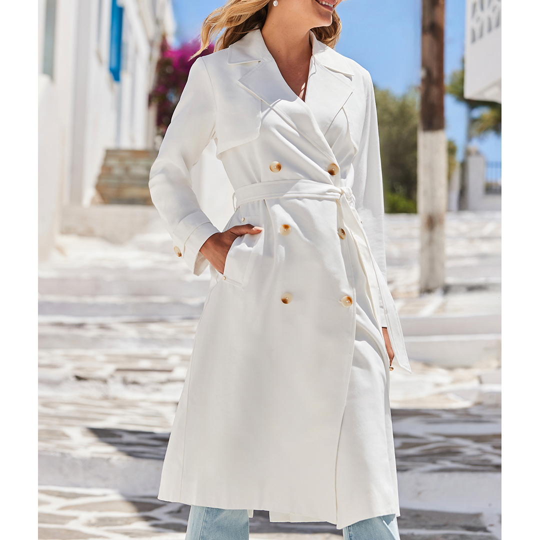 SOSANDAR Ivory Longline Belted Trench Coat – Size 16 SOSANDAR Ivory Longline Belted Trench Coat – Size 16