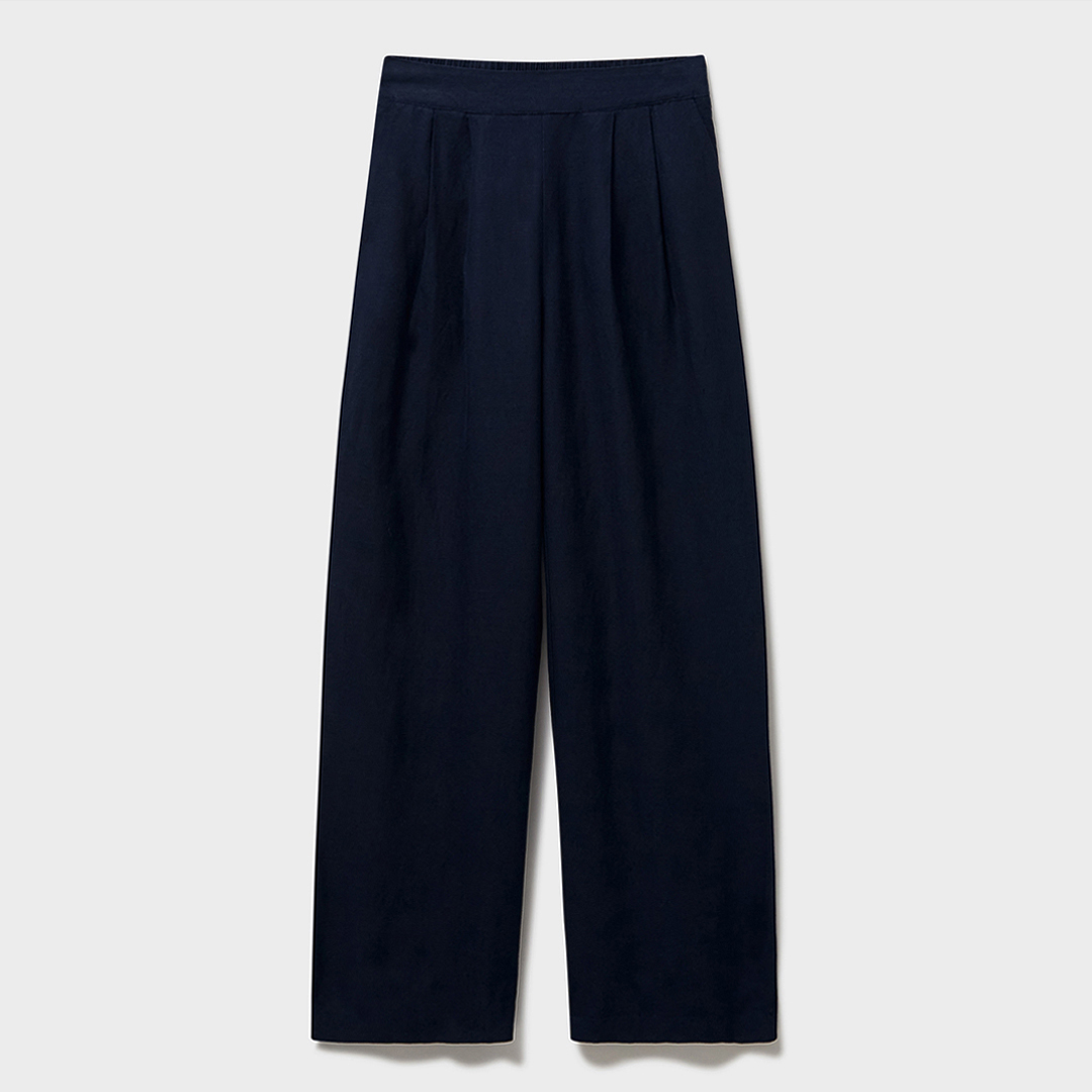 Navy Mayla Linen Trouser - Crew Clothing - Modalova