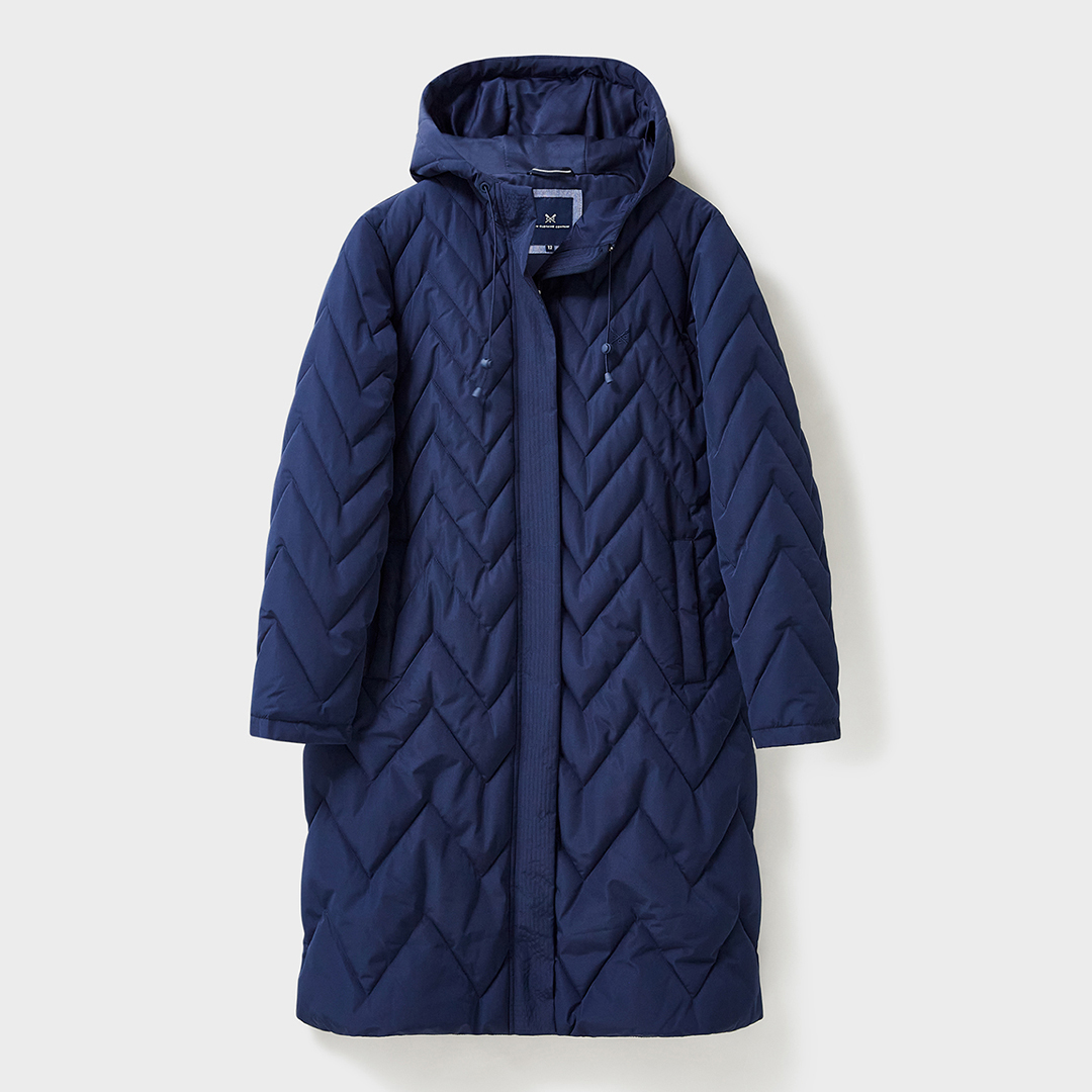 Navy Ella Chevron Longline Coat