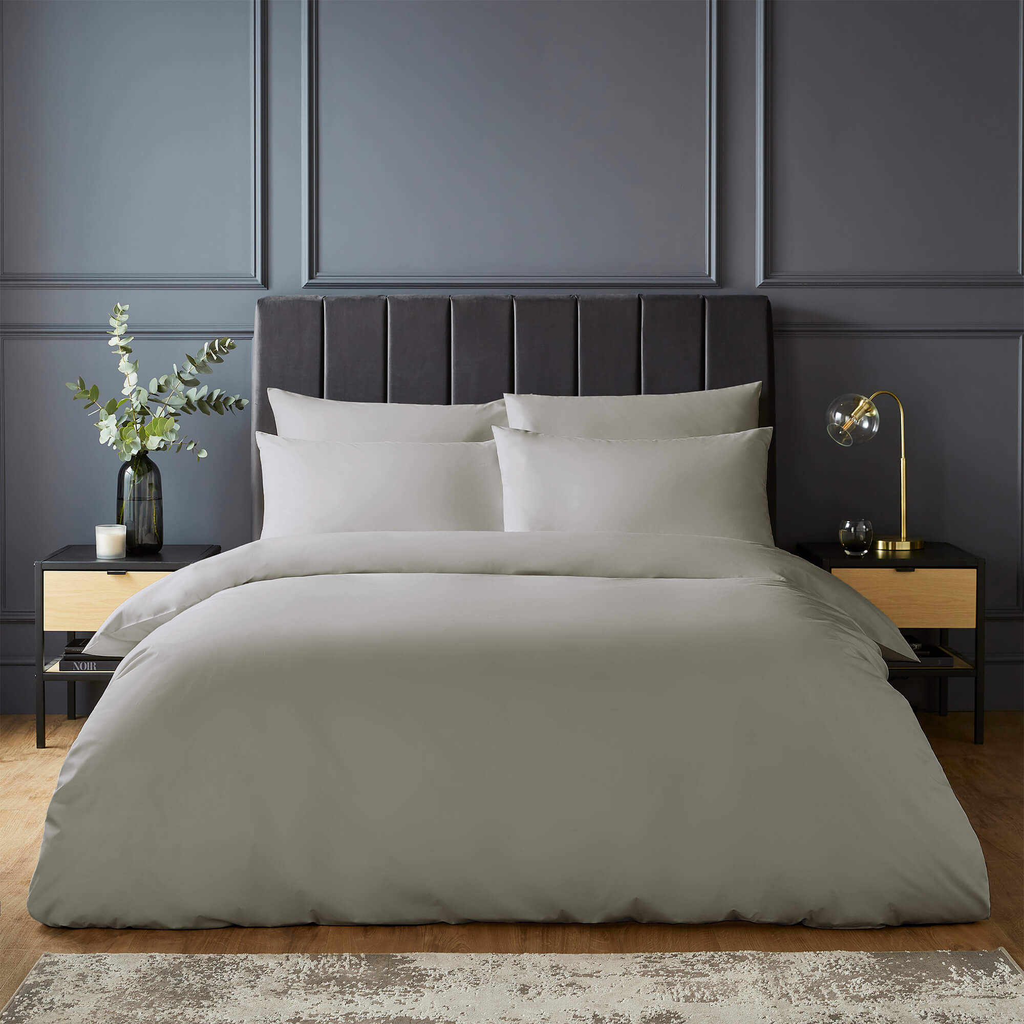 Silentnight Pure Cotton 200TC Duvet Cover Set - Light Grey - Super King