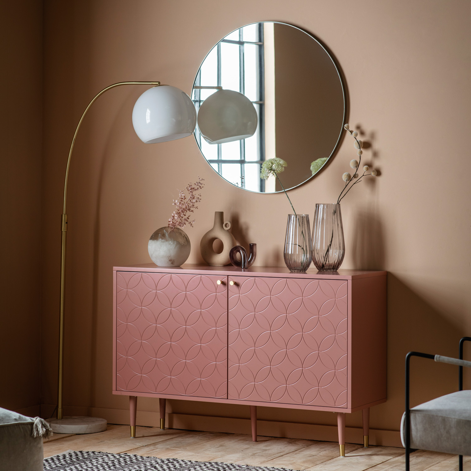 Riverton 2 Door Cabinet Pink 1200x400x790mm