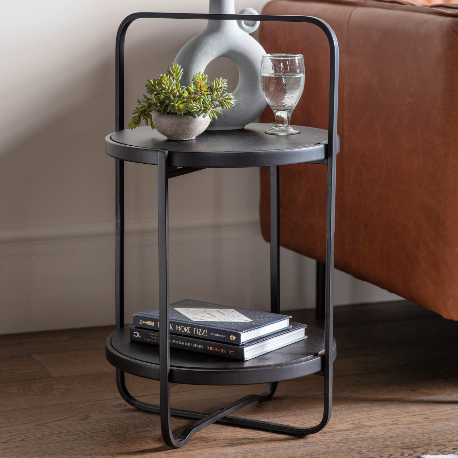 Gallery Living   Sutton Side Table Black 425x425x720mm, BrandAlley