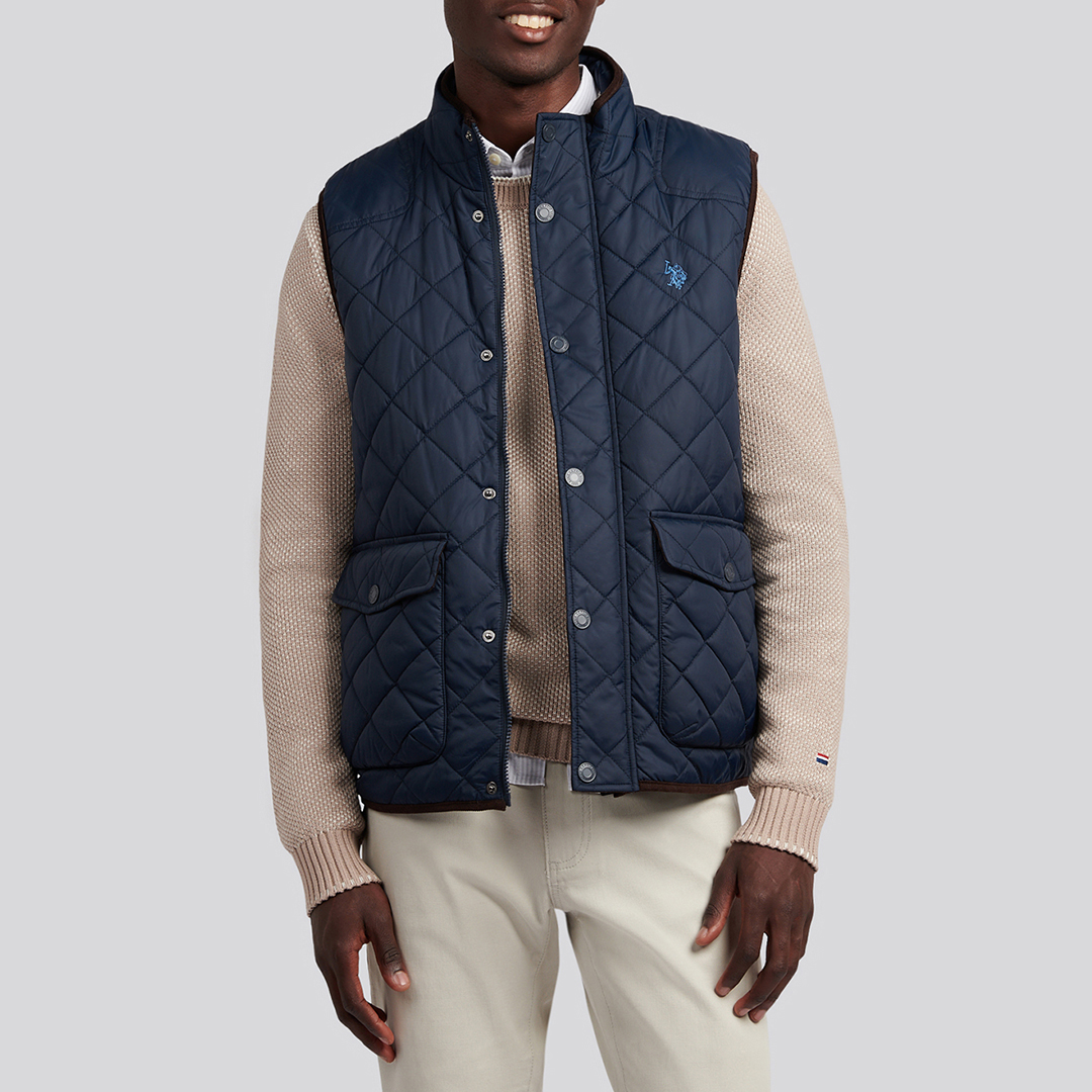 Navy Quilted Hacking Gilet