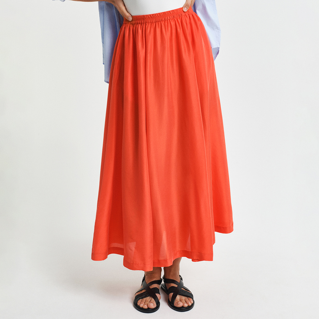 Deep Orange Habotai Silk Skirt Deep Orange Habotai Silk Skirt