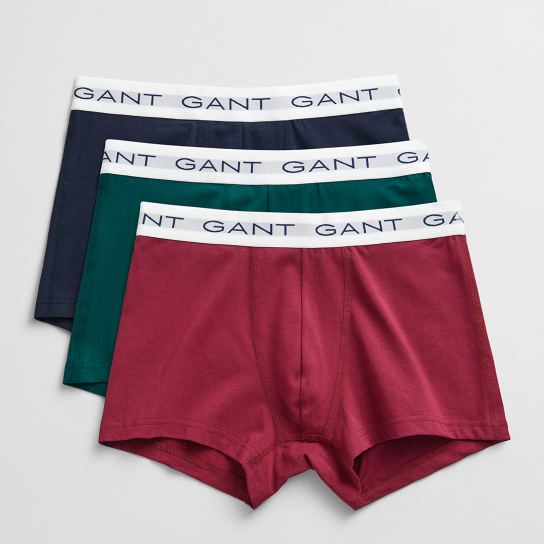 Gant Men's   Red  3-Pack Cotton Blend Trunks in Size XXL, BrandAlley