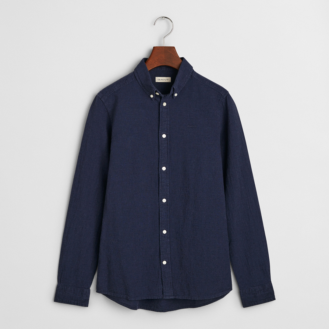 Gant Boys   Blue Navy Cotton Linen Blend Shirt in Size 16 Years, BrandAlley