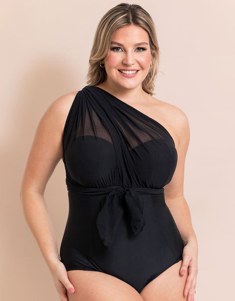 Curvy Kate Women's  Wrapsody Bandeau Strapless way Swimsuit Black in Size 40H, BrandAlley