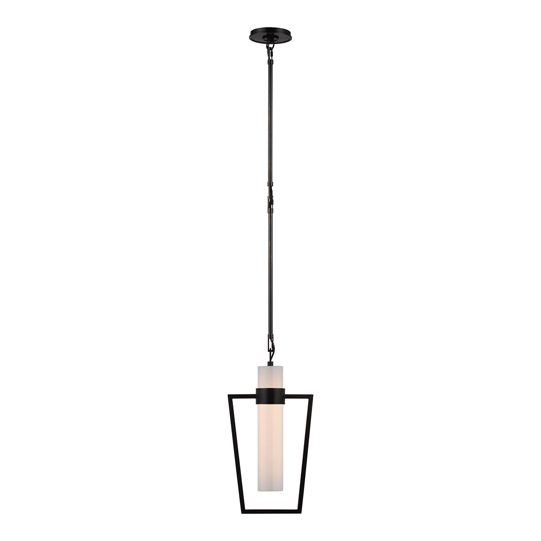 Presidio Petite Caged Pendant in Bronze with White Glass