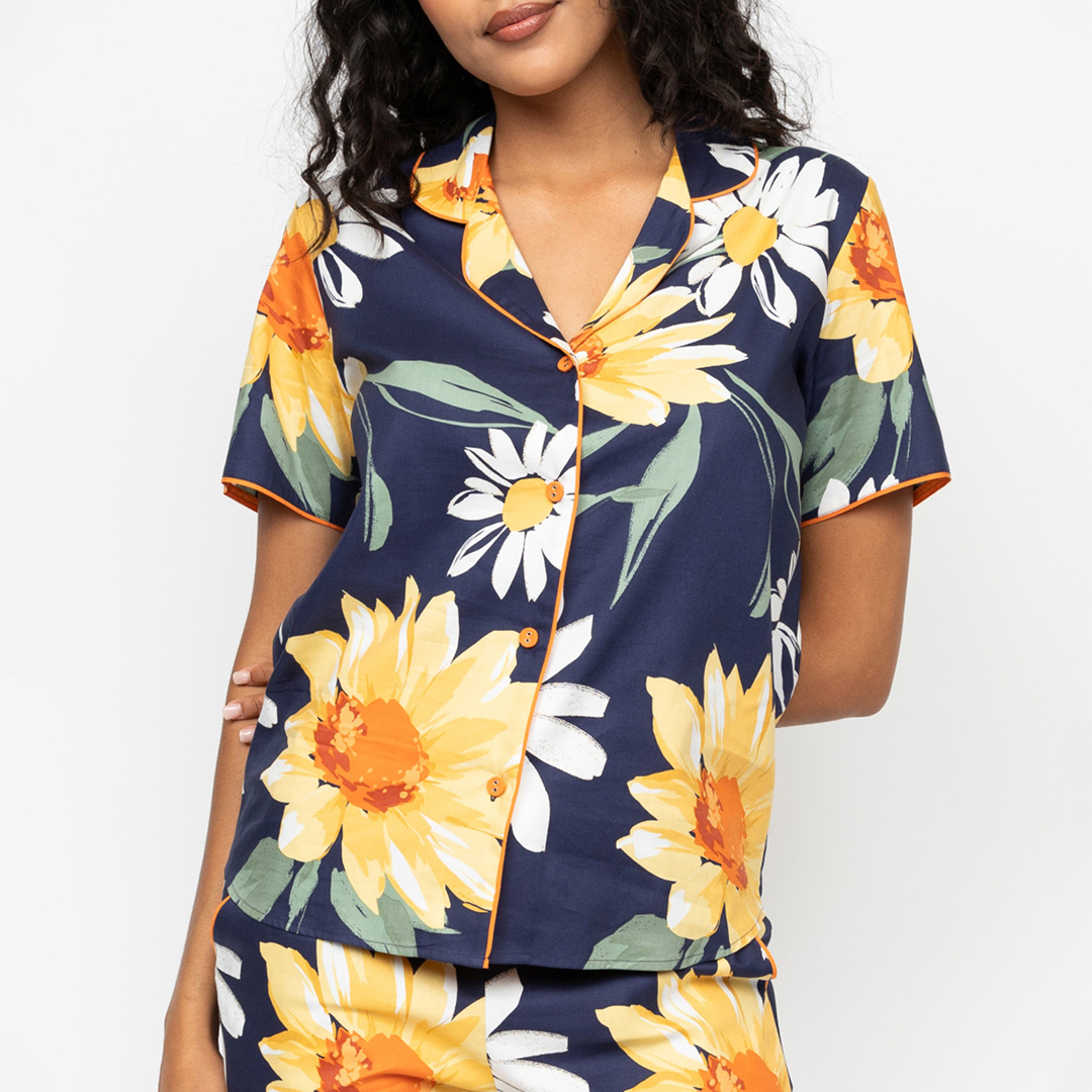 Georgina Floral Print Short Sleeve Pyjama Top - Cyberjammies - Modalova