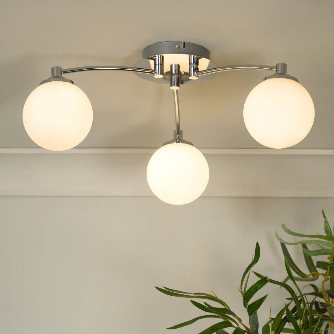 Pagazzi Lighting   Navarro 3 Light Chrome Semi Flush Ceiling Light , BrandAlley