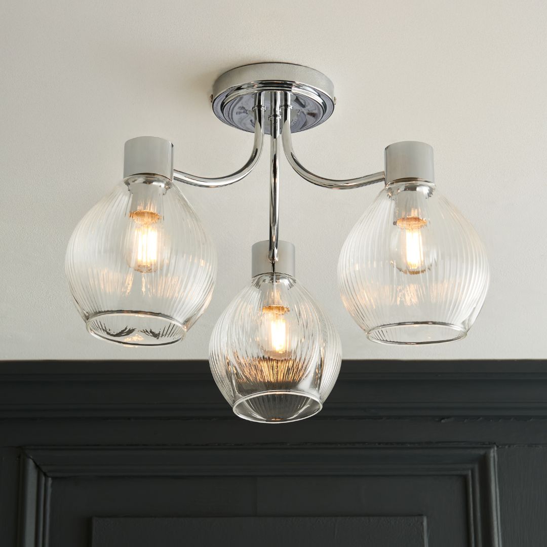 Pagazzi Lighting   Hamilton 3 Light Polished Chrome Semi Flush Ceiling Light , BrandAlley