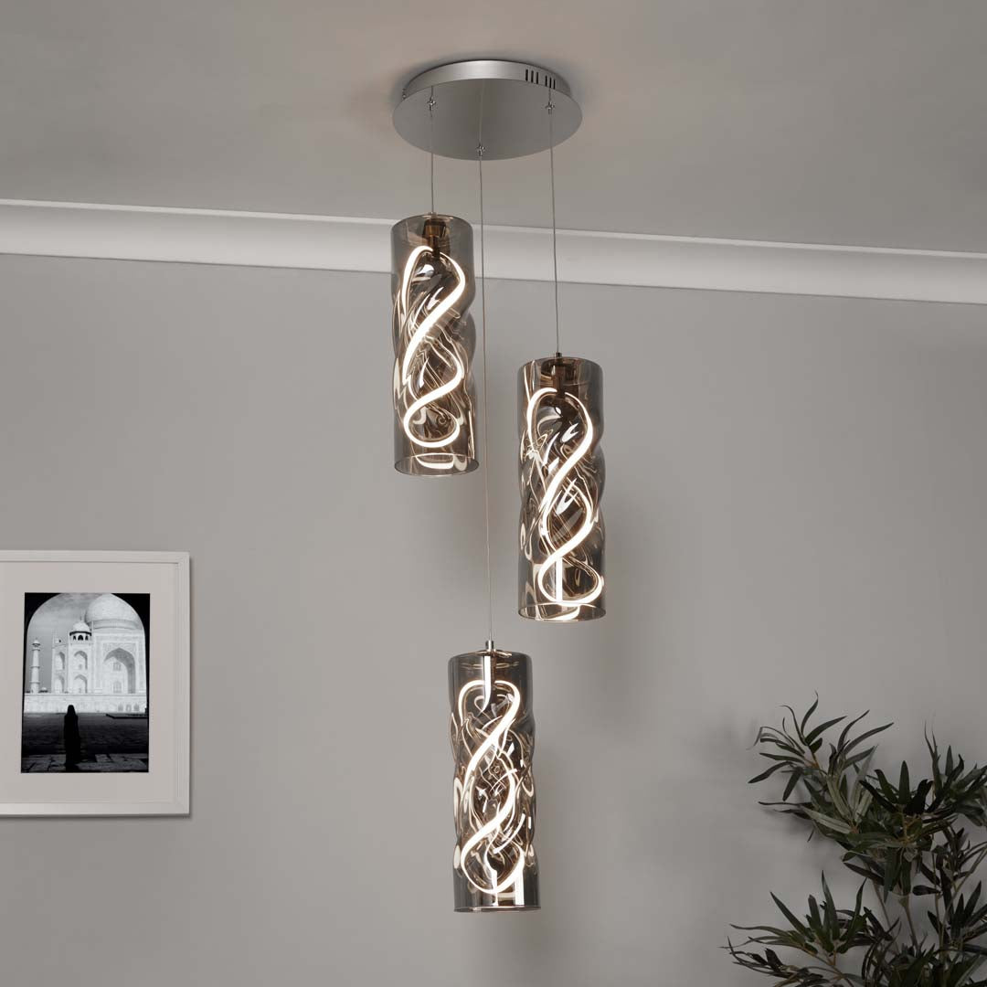 Pagazzi Lighting   Demeter 3 Light Smoked Glass LED Cluster Ceiling Pendant , BrandAlley