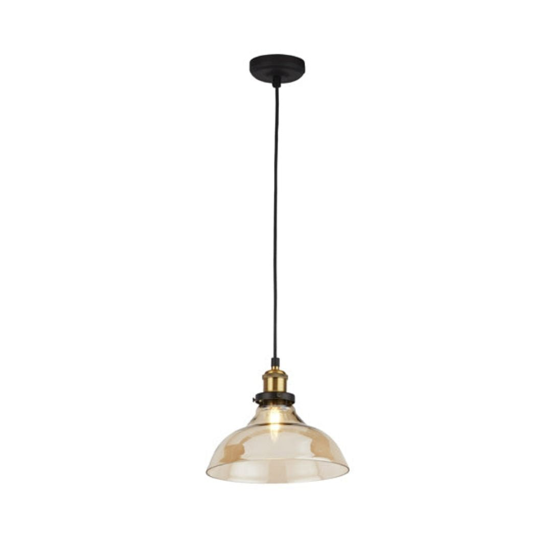 Pagazzi Lighting    Silver Melina Antique Brass & Amber Glass Ceiling Pendant , BrandAlley