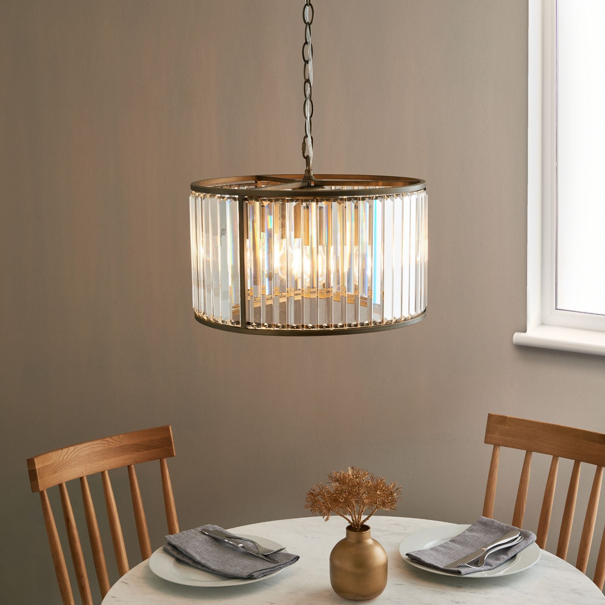 Pagazzi Lighting   Resto Crystal & Antique Brass Pendant Ceiling Light , BrandAlley