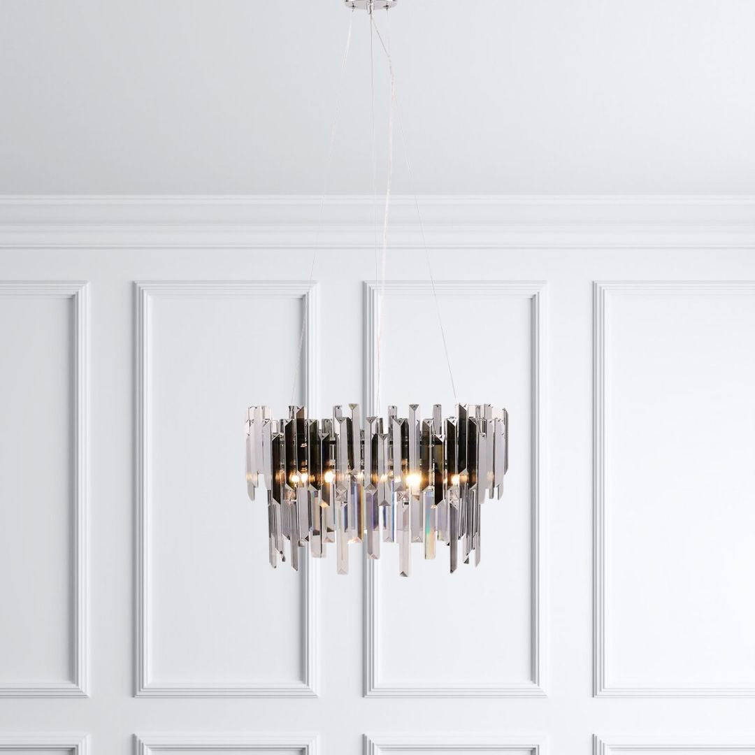 Pagazzi Lighting   Onega 3 Light Chrome & Smoked Glass Pendant Ceiling Light , BrandAlley