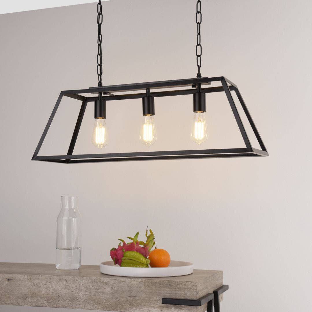 Pagazzi Lighting    Black Charley 3 Light Matte Ceiling Pendant Bar , BrandAlley