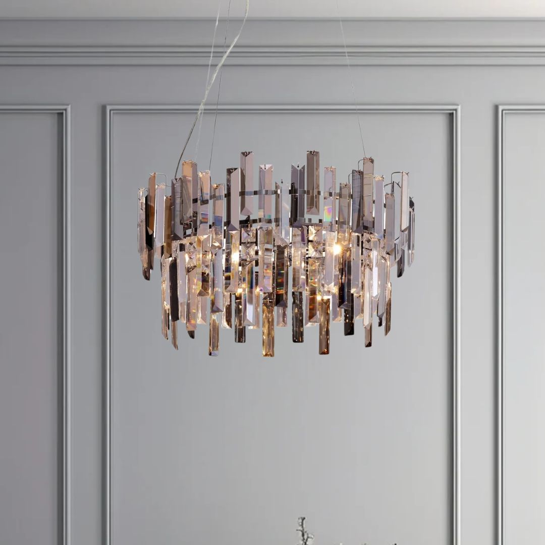 Pagazzi Lighting   Onega 3 Light Chrome & Champagne Glass Pendant Ceiling Light , BrandAlley