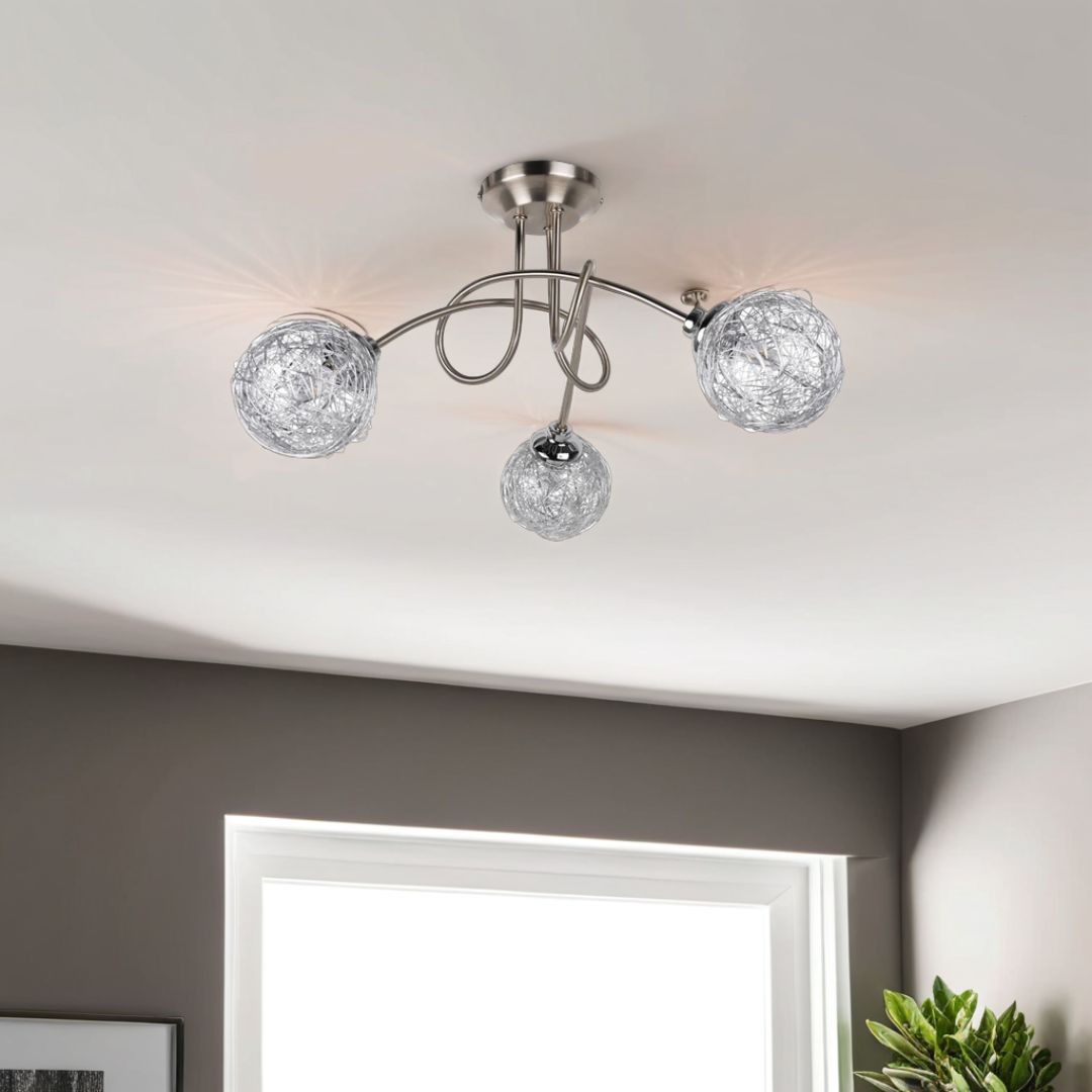 Pagazzi Lighting   Orinoco 3 Light Chrome Semi Flush Ceiling Light , BrandAlley