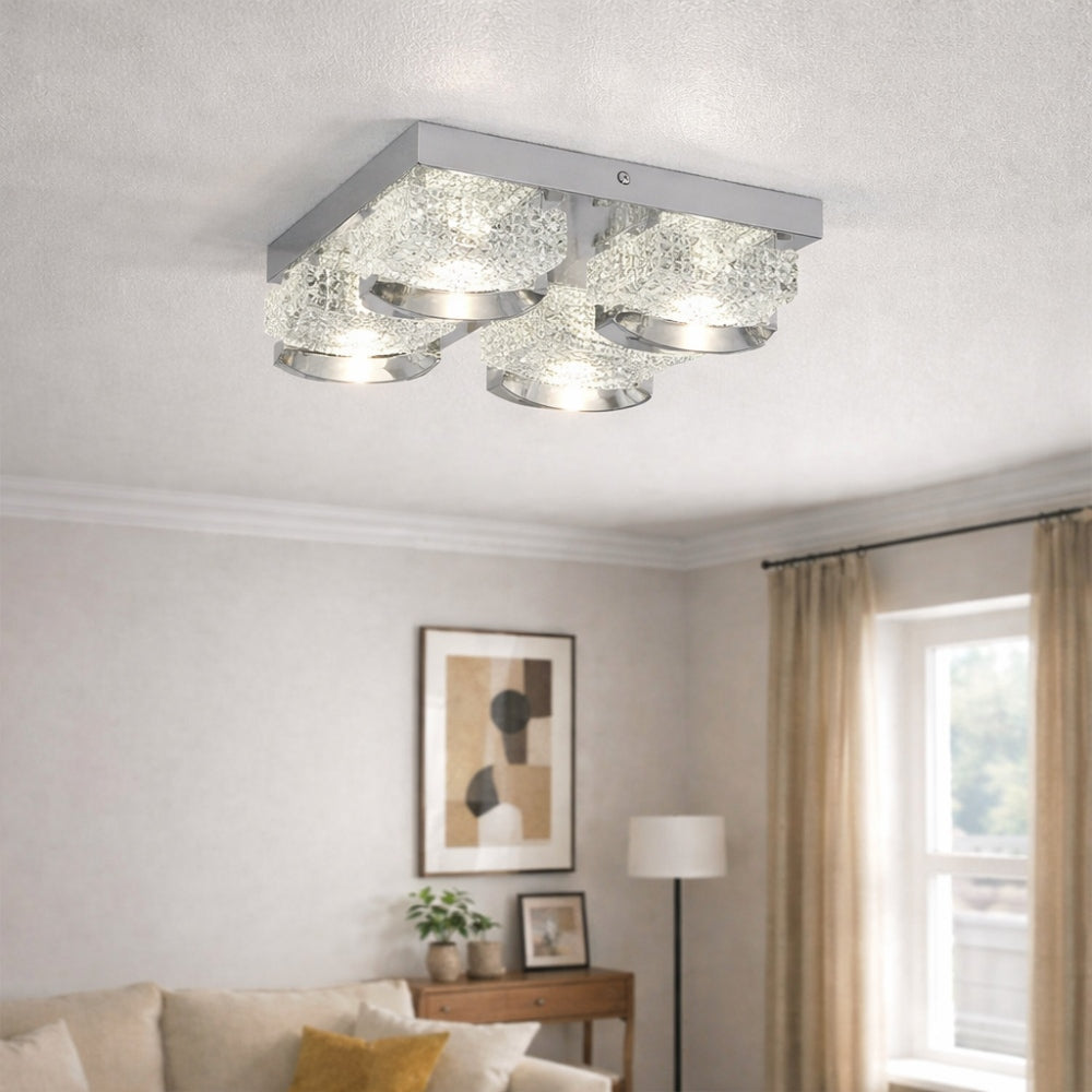Pagazzi Lighting   Liana Polished Chrome Square LED Flush Ceiling Light , BrandAlley