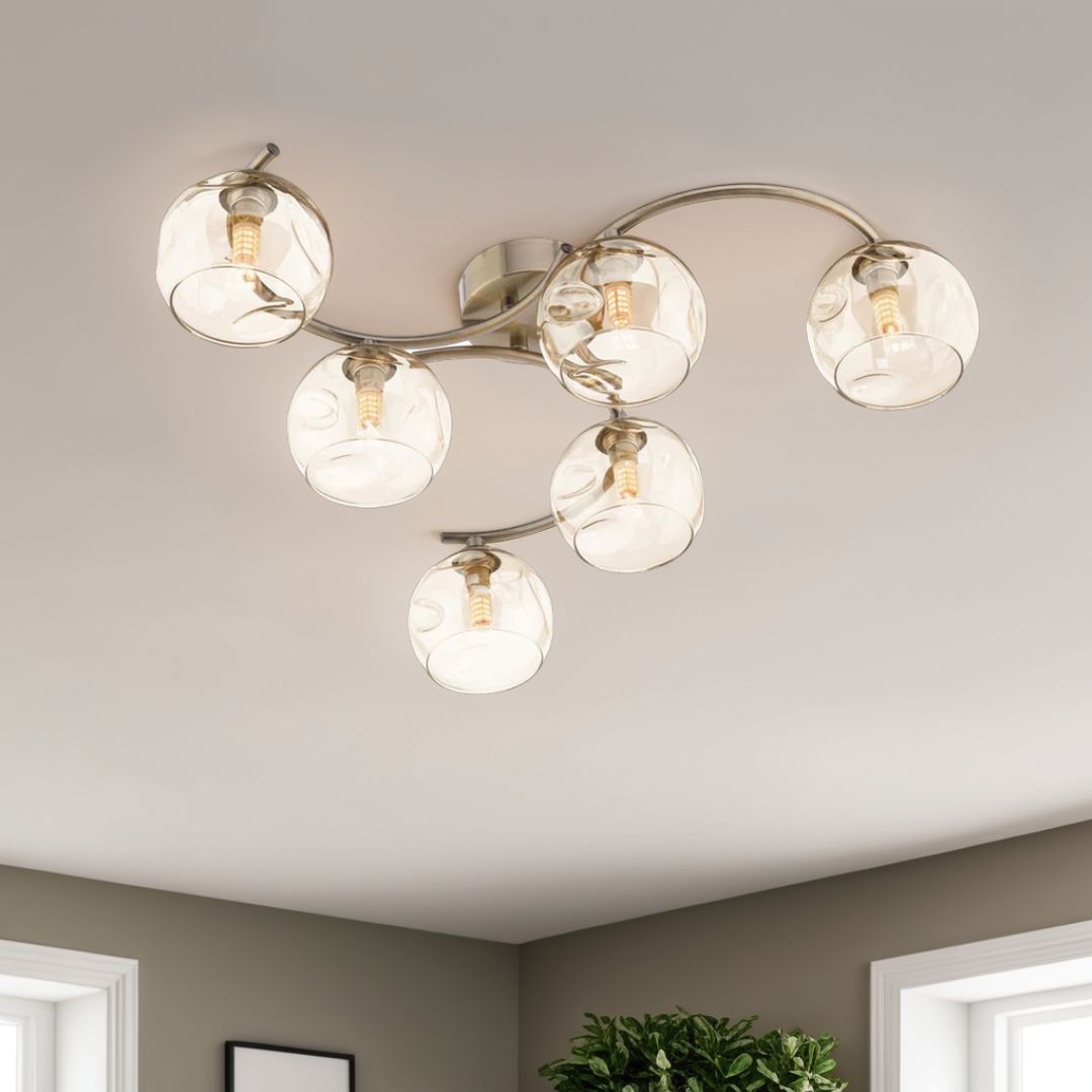 Pagazzi Lighting   Kaitlin 6-Light Antique Brass Semi-Flush Ceiling Light , BrandAlley