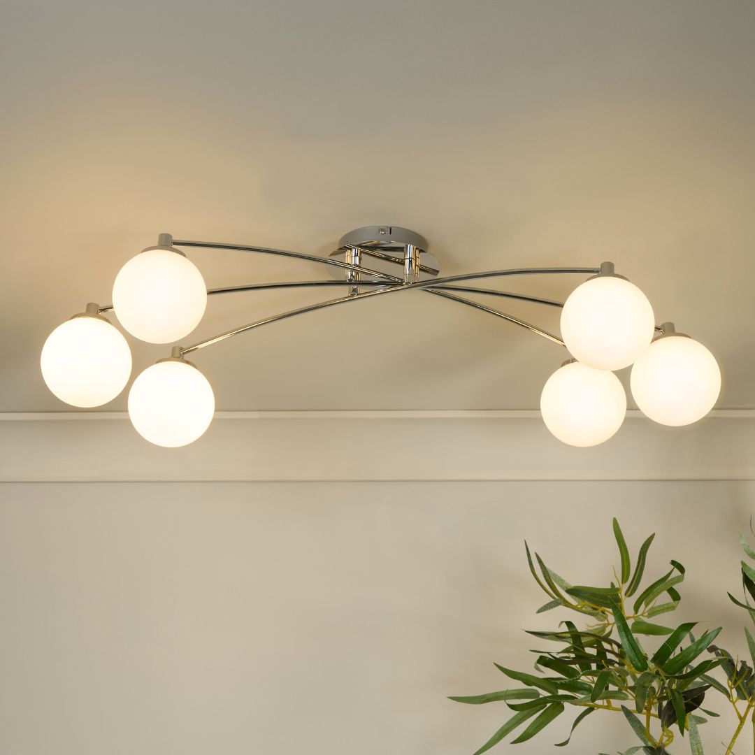 Pagazzi Lighting    Silver Navarro 6 Light Chrome Semi Flush Ceiling Light , BrandAlley