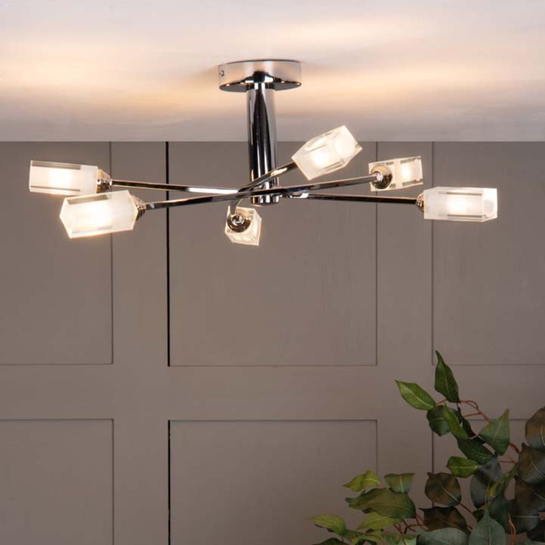 Pagazzi Lighting   Icarus 6 Light Semi Flush Ceiling Light Polished Chrome , BrandAlley