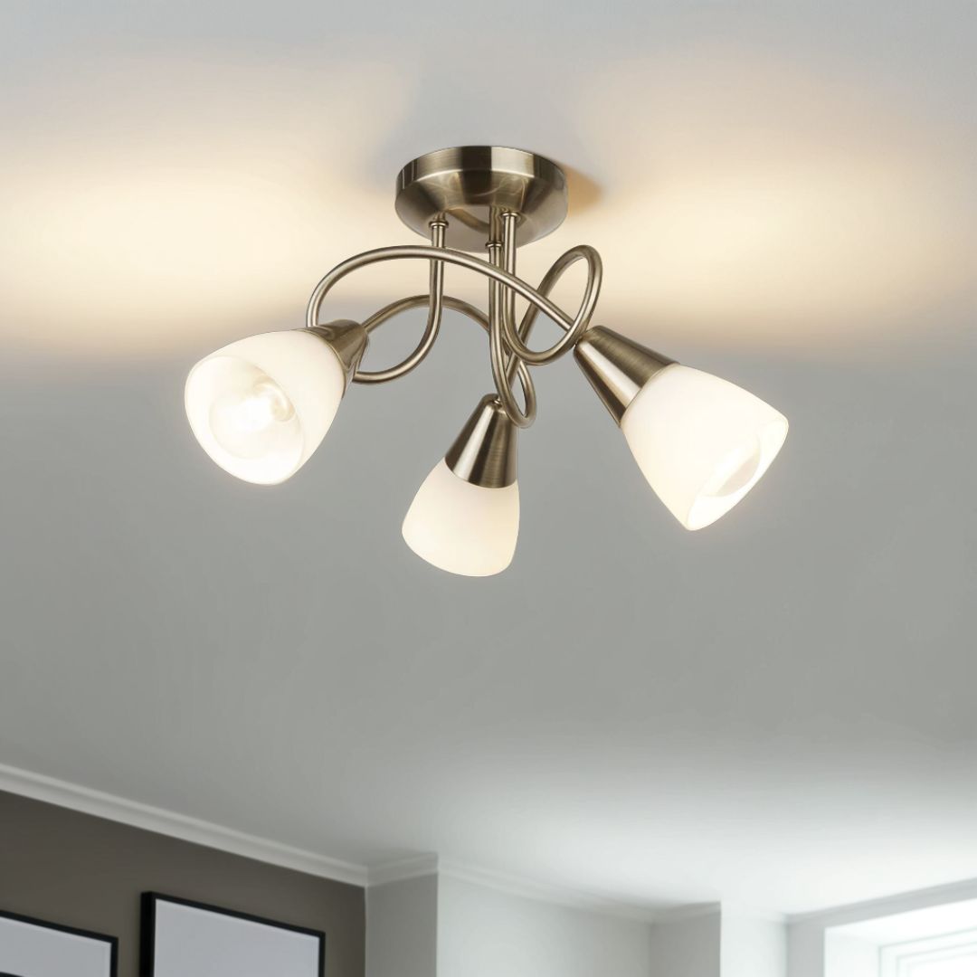Pagazzi Lighting   Bronx Semi-Flush Ceiling Light Antique Brass , BrandAlley