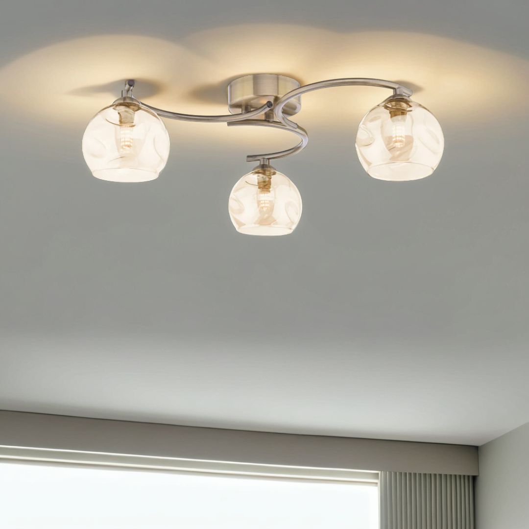 Pagazzi Lighting    Gold Kaitlin 3-Light Antique Brass Semi-Flush Ceiling Light , BrandAlley