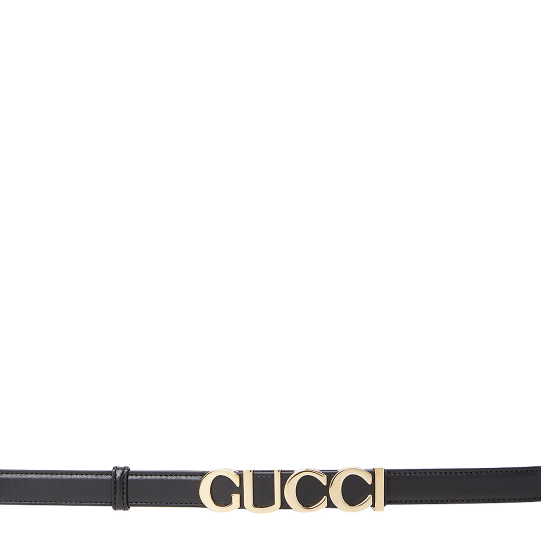 Gucci Women's Black Gucci Logo Buckle Belt - Size 85cm