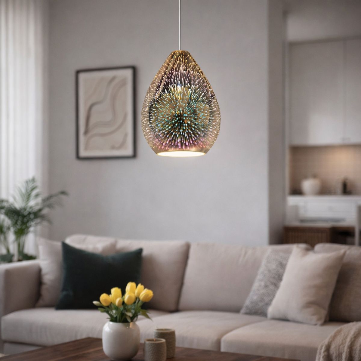 Pagazzi Lighting   Geller Polished Chrome Hologram Effect Pendant Light Shade , BrandAlley