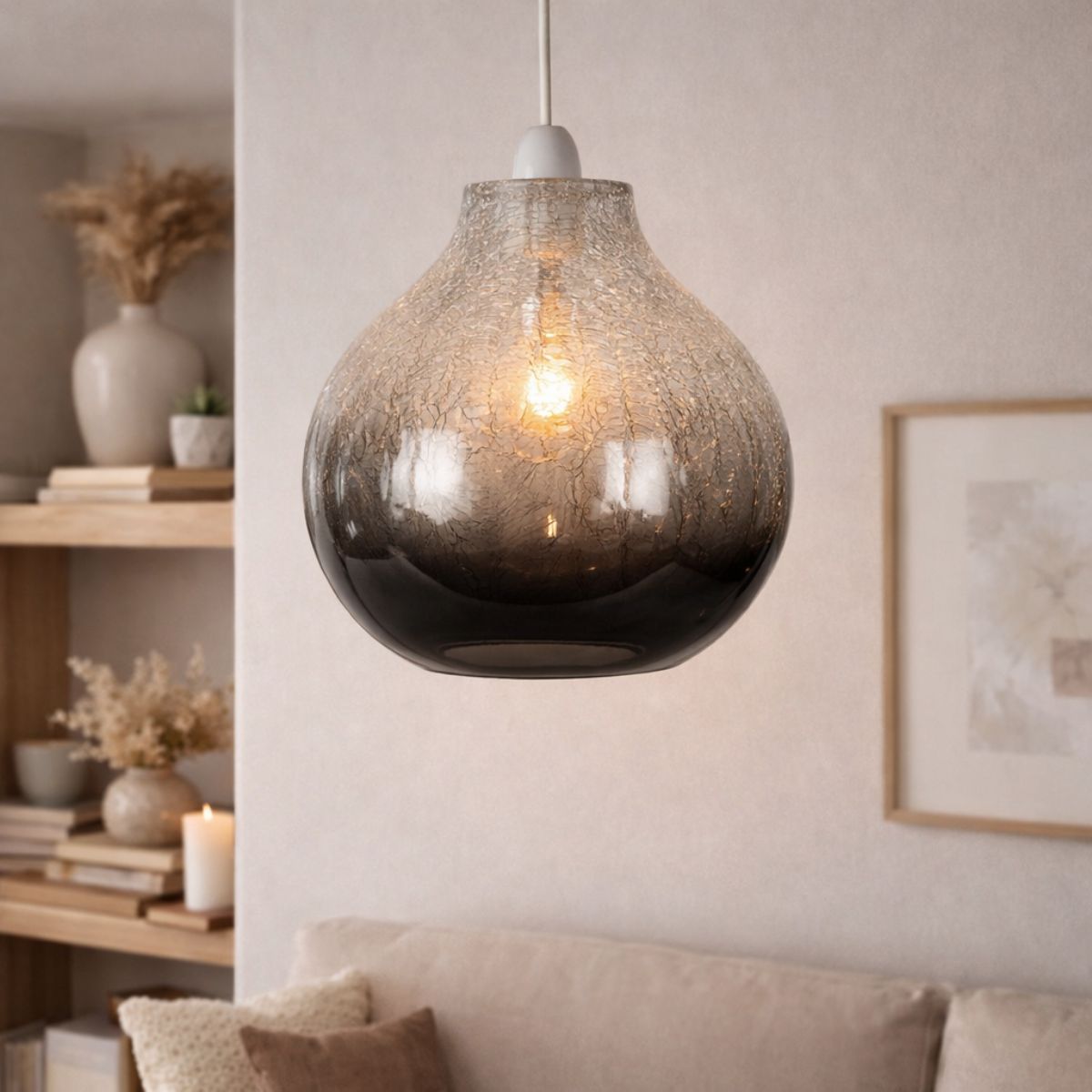 Pagazzi Lighting    Grey Ibbie Pendant Light Shade Smoked Glass , BrandAlley