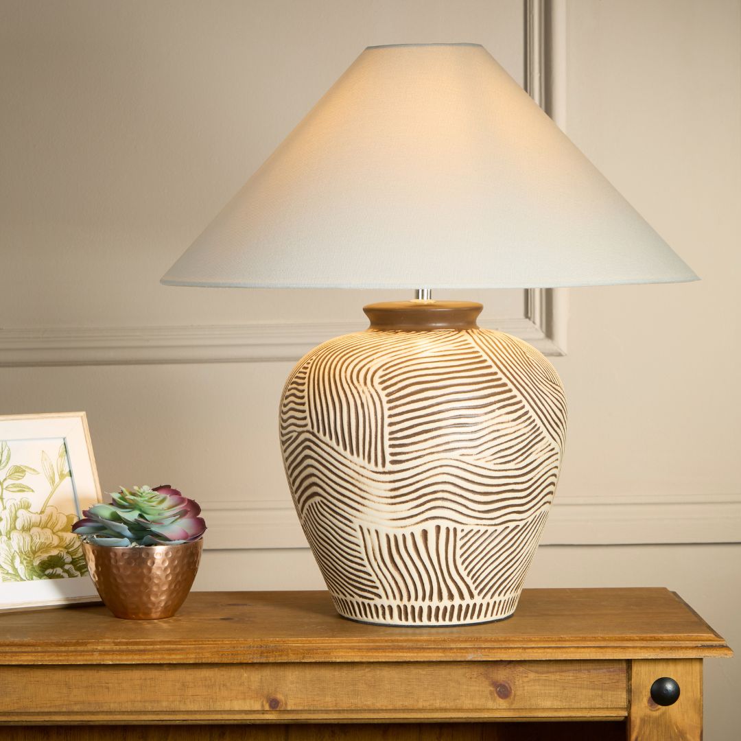 Pagazzi Lighting   Tangier Cream & Brown Ceramic Table Lamp , BrandAlley