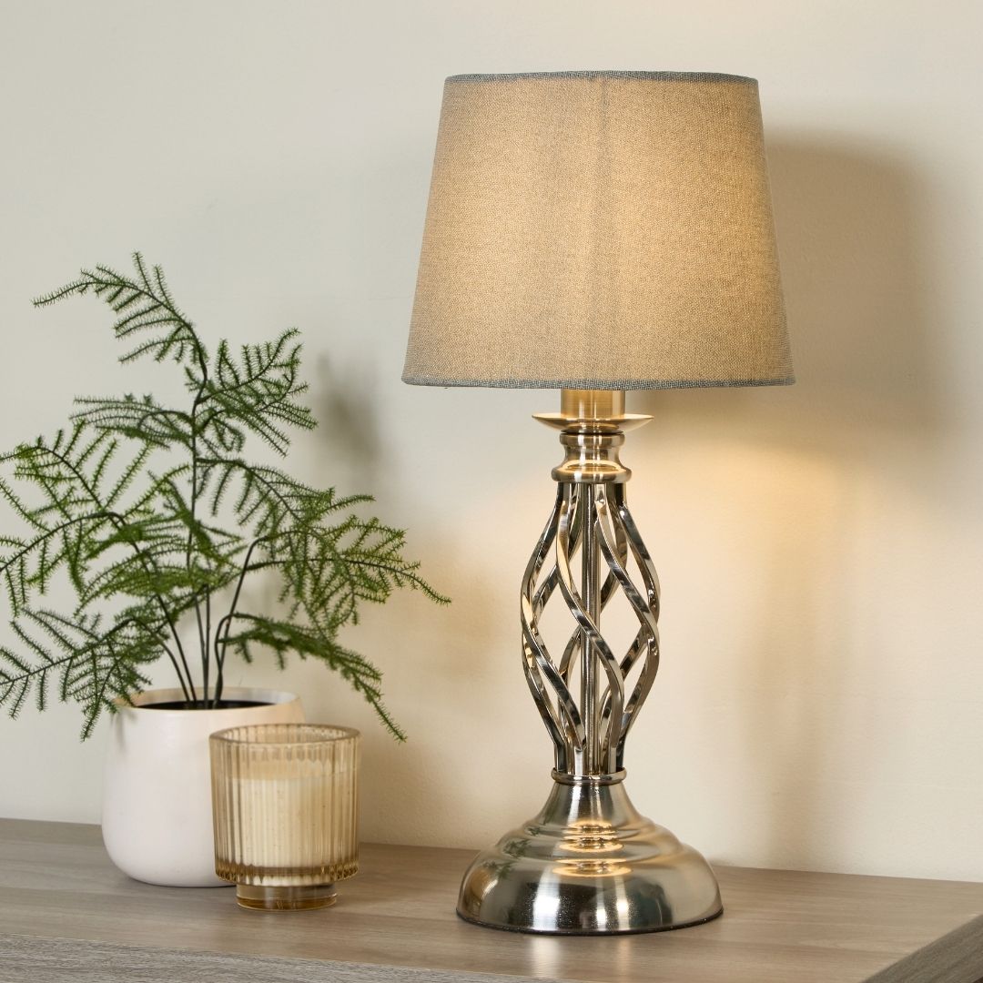 Pagazzi Lighting   Manor Chrome Table Lamp with Grey Shade , BrandAlley
