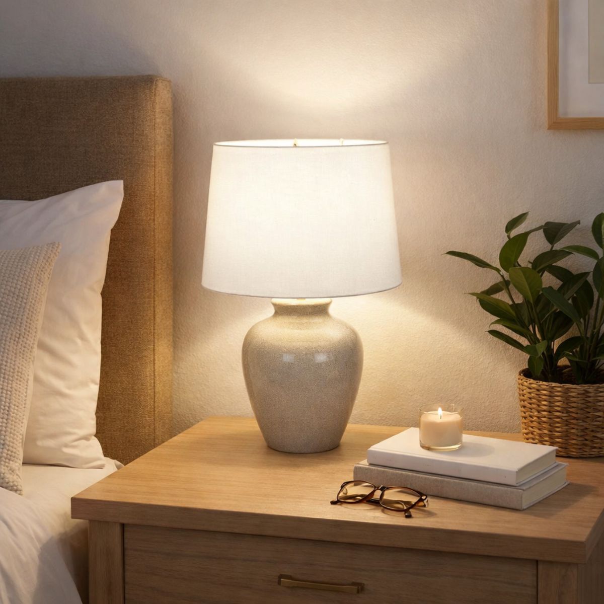 Pagazzi Lighting    Grey Bethany Dove Crackle Ceramic Table Lamp With Cream Shade , BrandAlley