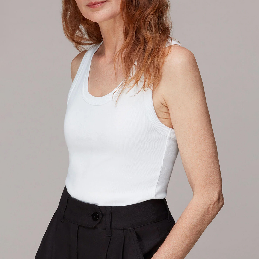 White Ultimate Scoop Rib Stretch Vest