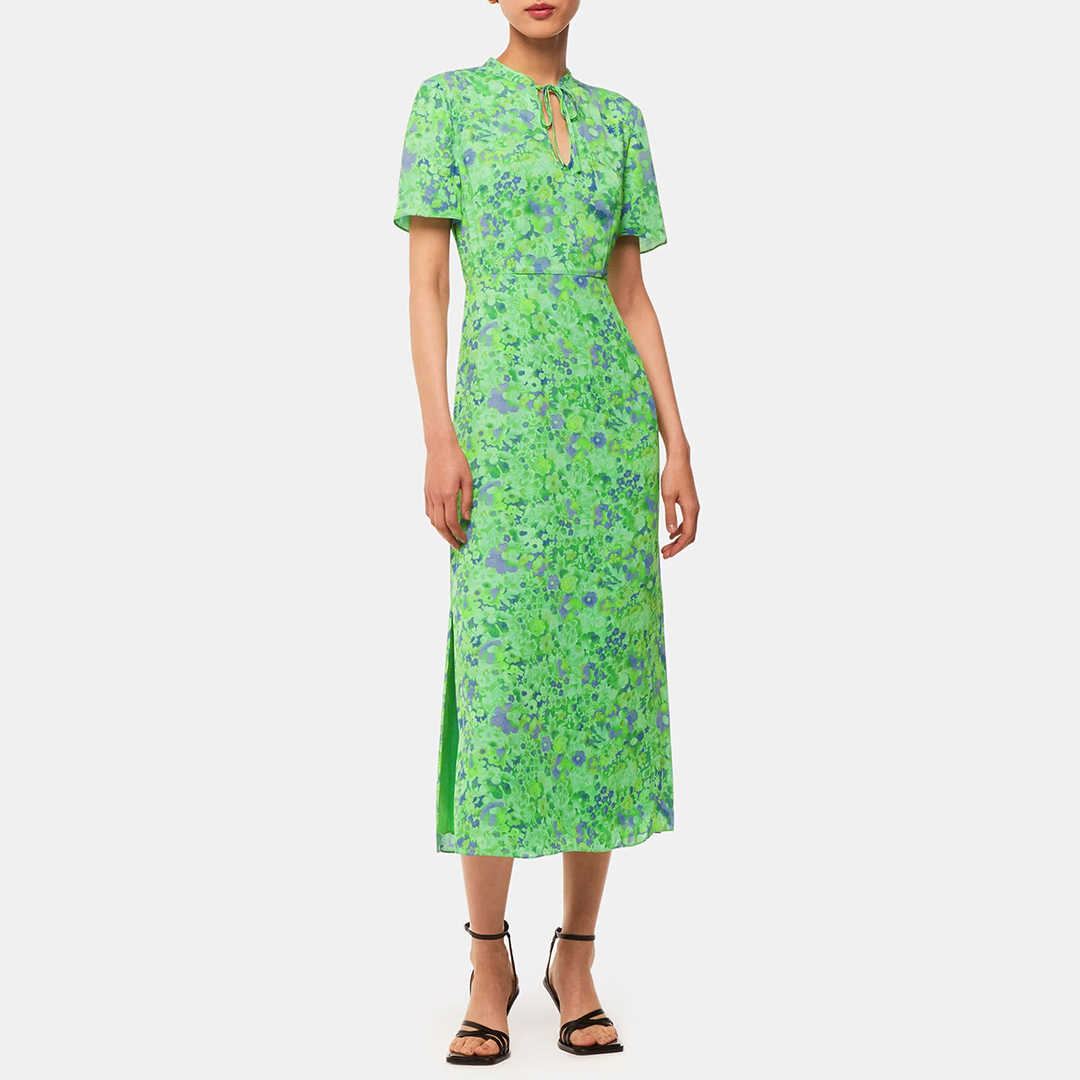 WHISTLES Women's   Green Lucid Floral Bonnie Dress in Size 6, BrandAlley