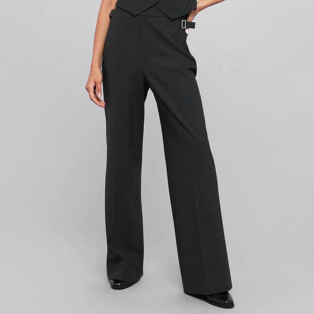 WHISTLES Women's   Black Sienna Wool Blend Trousers in Size 14, BrandAlley
