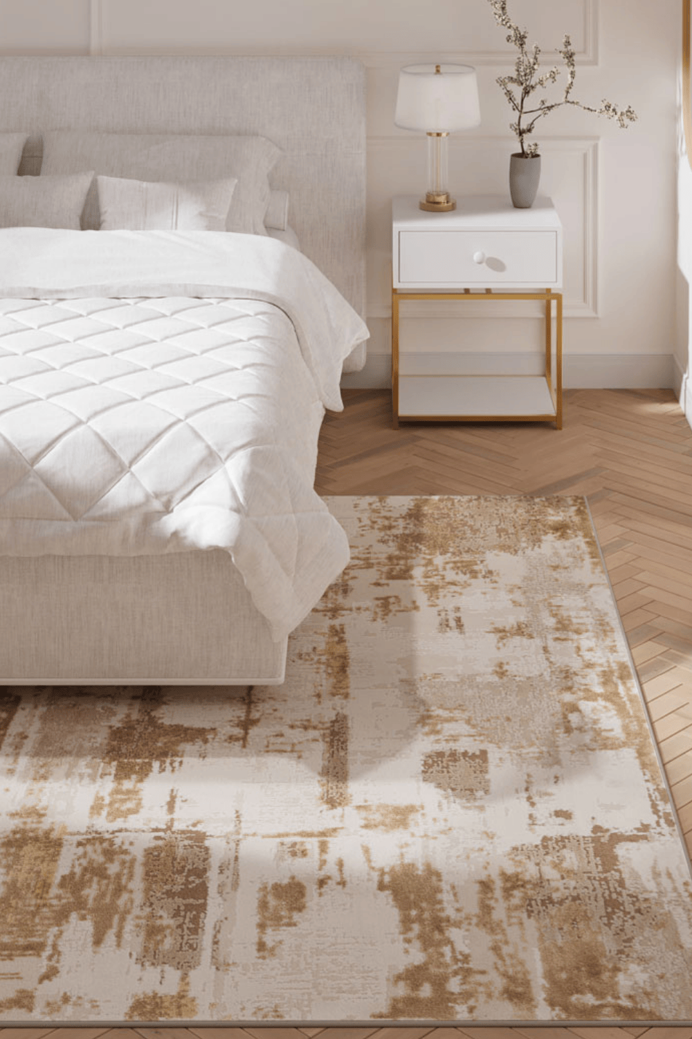 Kukoon    Beige Abstract Pattern Taupe Modern Distressed Area Rug in Size 60cm x 240cm, BrandAlley