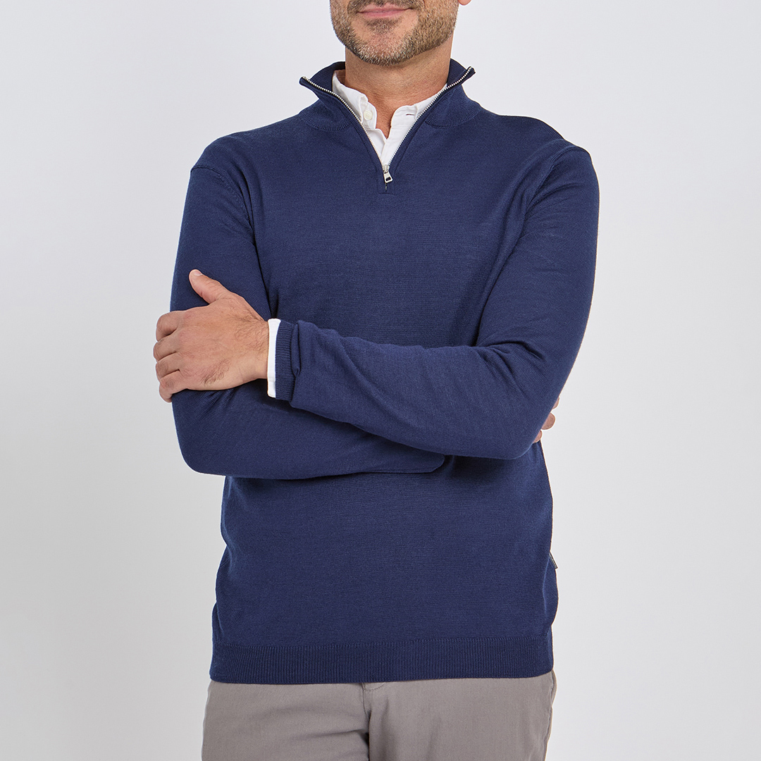 Oliver Sweeney Men's  Mid Blue Thornby Merino Wool Blend Jumper in Size XXL, BrandAlley