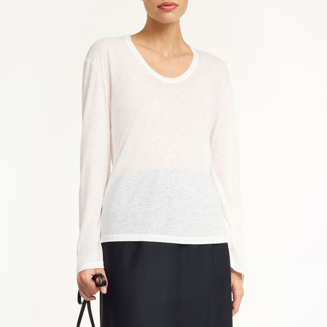 By Malene Birger White Amalou Linen Blend Top - Size XS