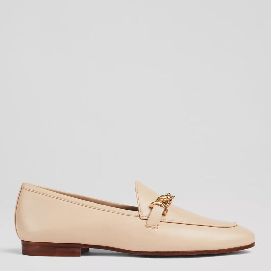 L.K. Bennett Adalynn Cream Leather Snaffle Loafers – Size 9