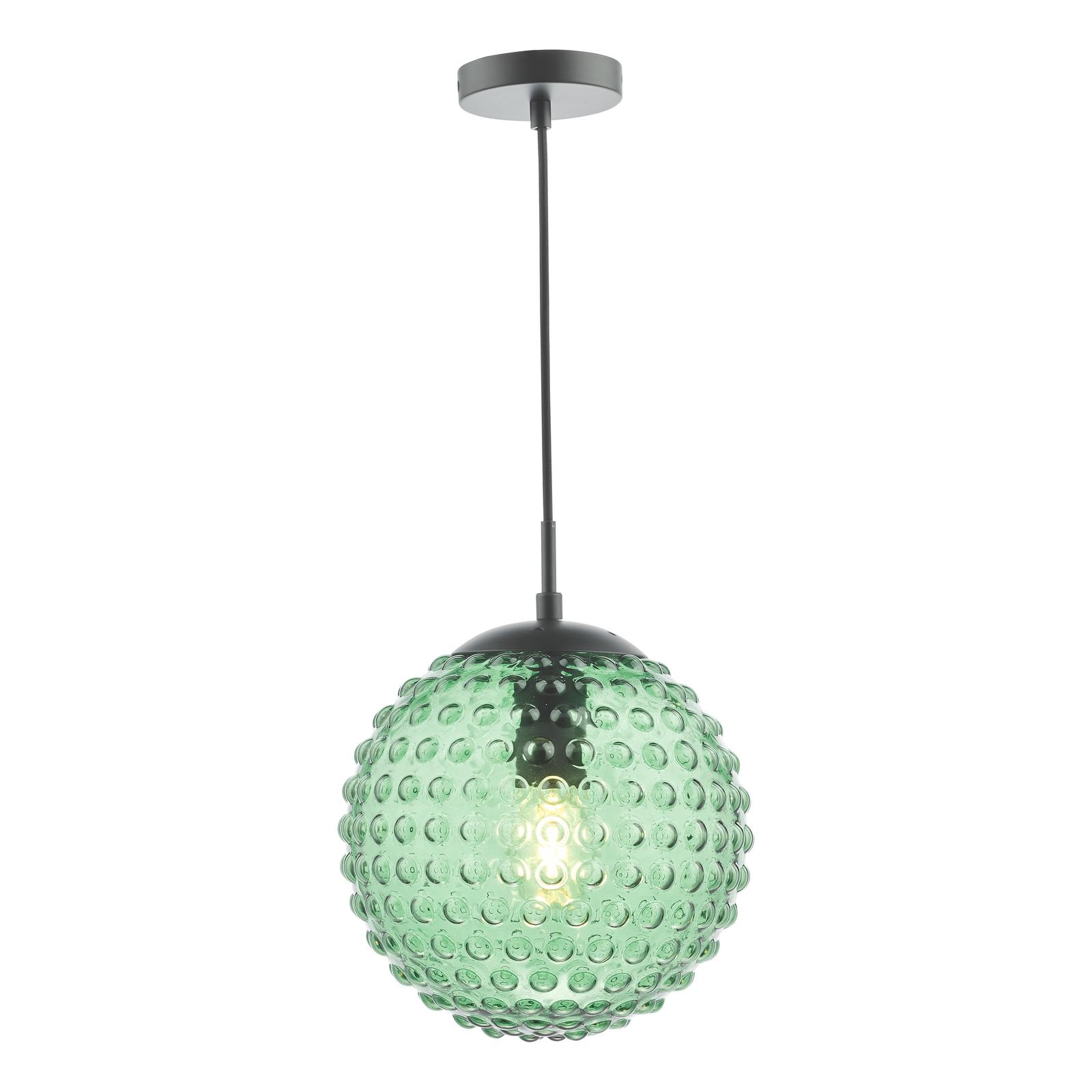 The Lighting Studio   Hobnail Pendant Matt Black & Green Glass, BrandAlley