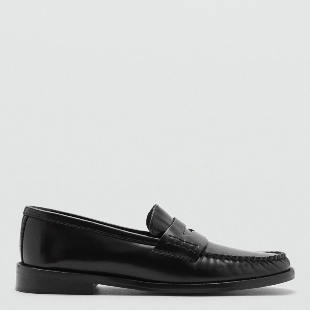 Black Luisa Leather Penny Loafers