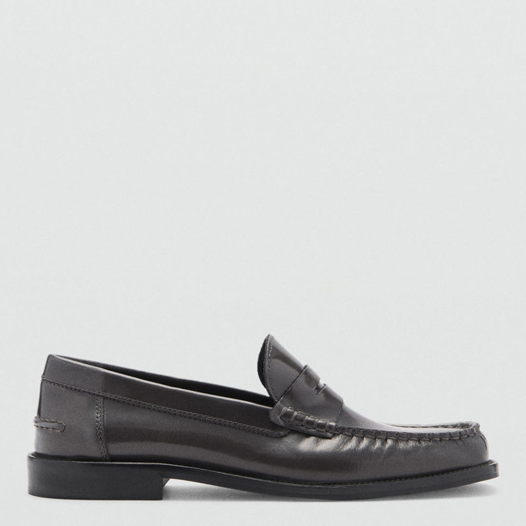 Grey Carol Leather Loafers